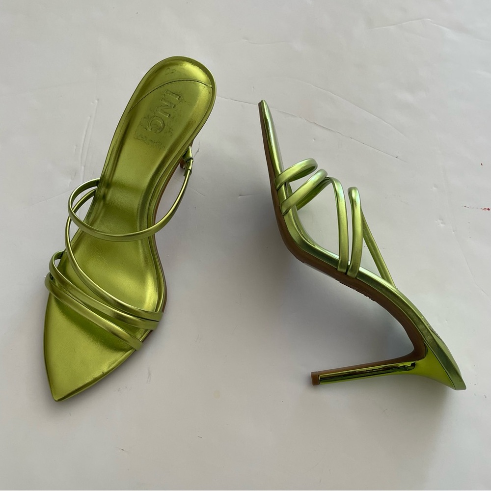 INC Lime Green Strappy Open-toe Kitten Heels Sandals - Picture 7 of 7